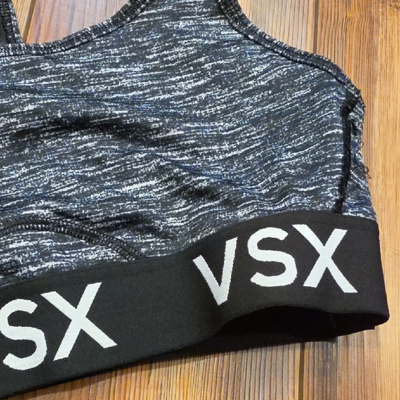 Victoria's Secret VSX Black Heather Racerback Sports Bra with Logo Band - Picture 2 of 4